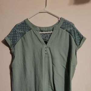 Chic Lace Sleeve Women's Top in Teal